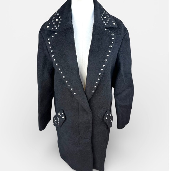 Coach Jackets & Blazers - Coach 1941 NWT SZ2 Black Studded Pearl Embellished Wool Mohair Blend midi jacket